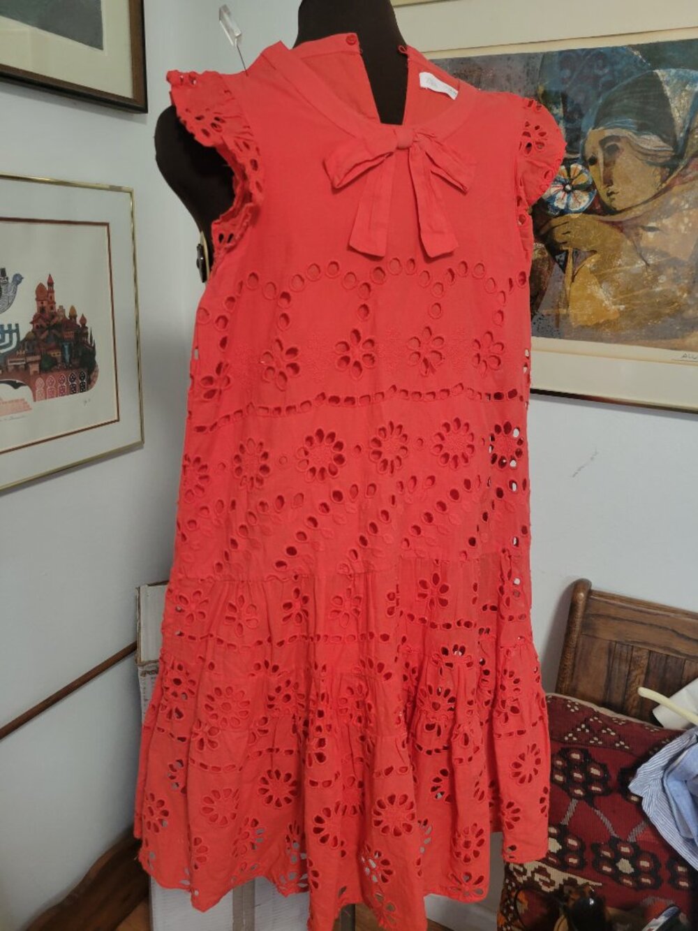 Zara Coral Eyelet Dress for Girls Size 11/12
